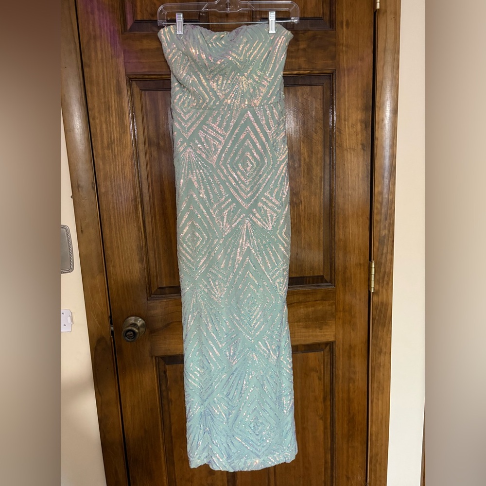MINT WITH SEQUIN PROM DRESS